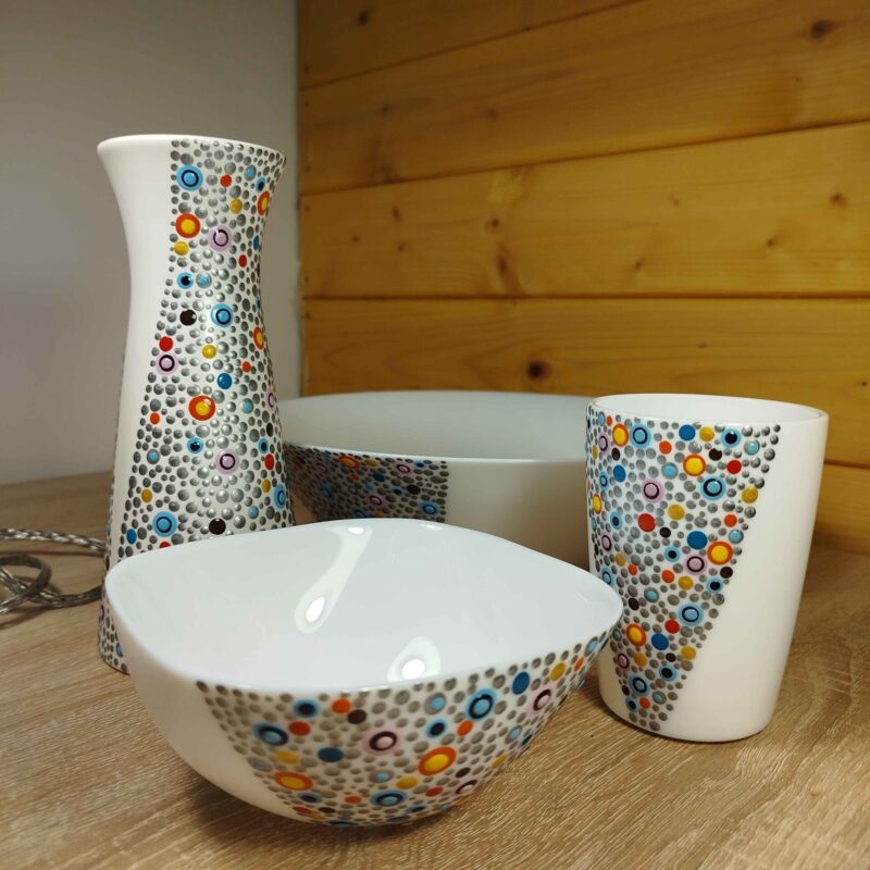 Symphony poklon paket bijeli - šalica, zdjelica, zdjela i vaza